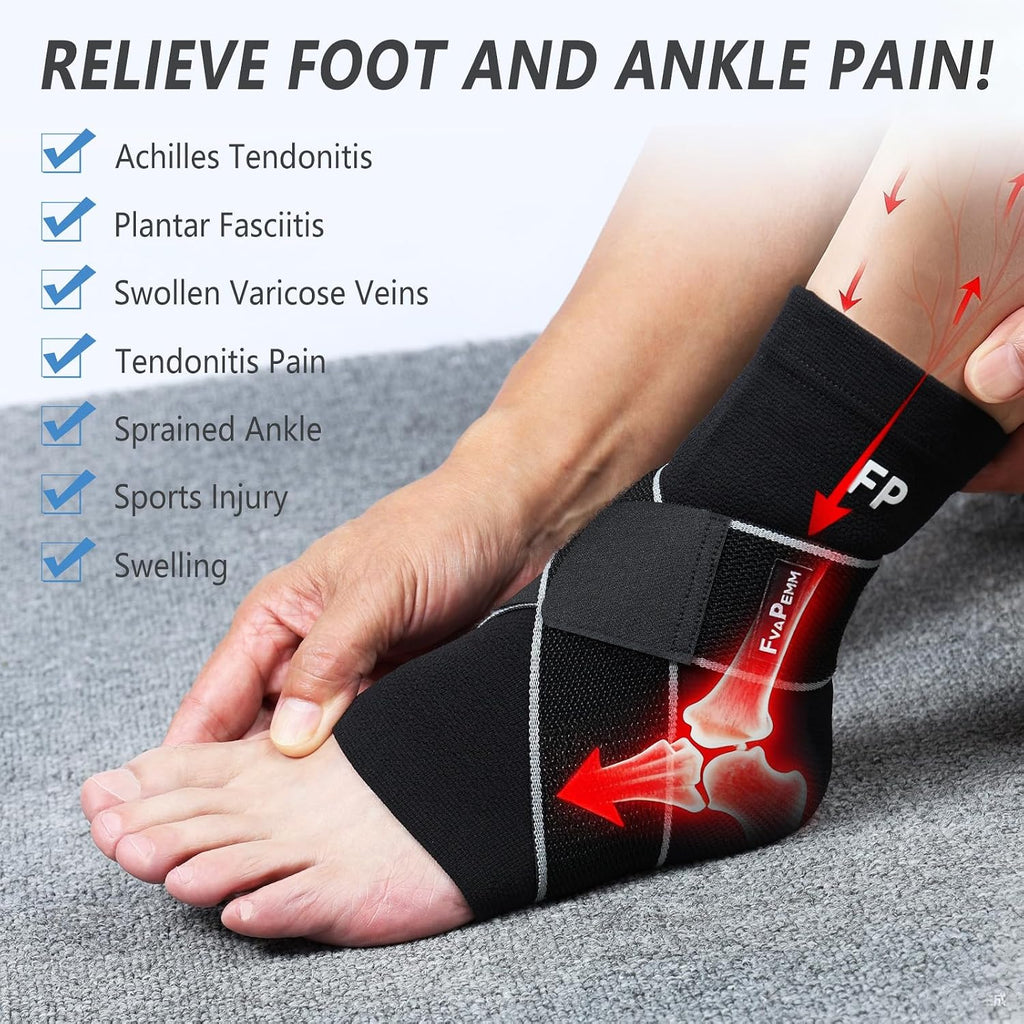 Ultimate Ankle Support: 2 Pack Copper Infused Compression Sleeves for Pain Relief & Injury Prevention - Perfect for Sports & Daily Activities