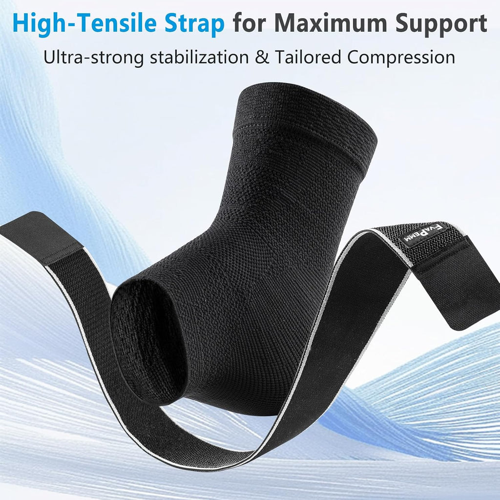 Ultimate Ankle Support: 2 Pack Copper Infused Compression Sleeves for Pain Relief & Injury Prevention - Perfect for Sports & Daily Activities